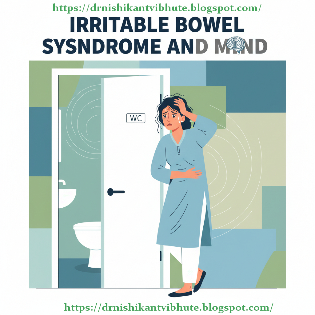 Woman experiencing abdominal pain and anxiety due to irritable bowel syndrome (IBS), highlighting the connection between IBS and mental health