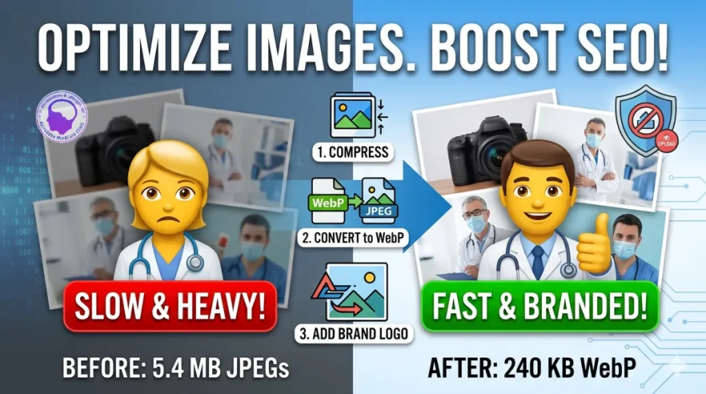 Convert images to WebP and reduce size for uploading on blog and branding using Free Offline Image Optimizer & Branding Tool